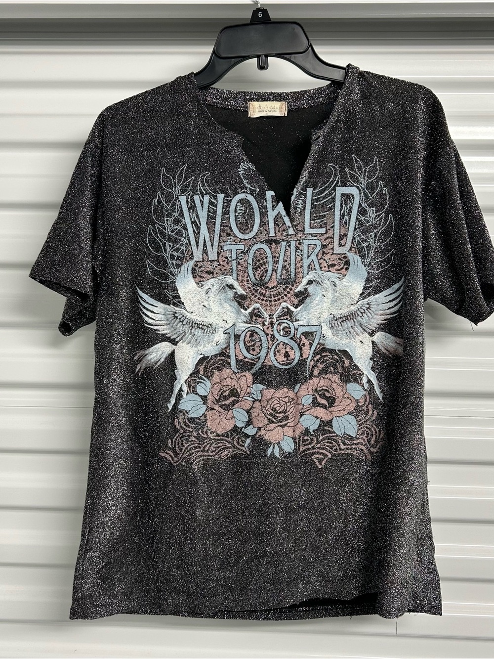 Altar'd State Glitter Black World Tour 1987 Pegasus Tee